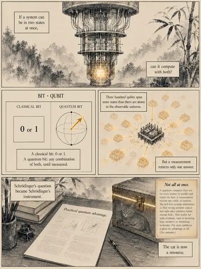 The Veiled Box: From the cat to the qubit