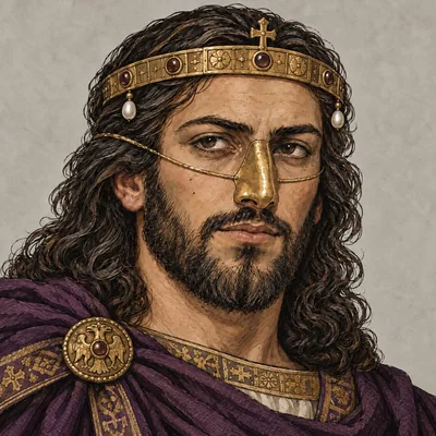 Portrait of Ioustinianos II, as drawn in the book