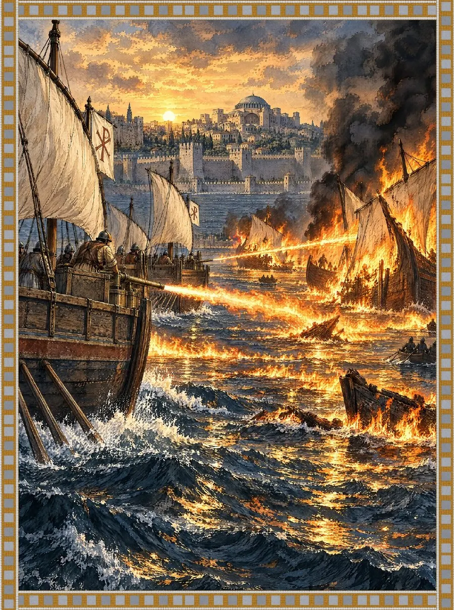 Pyrphoros: Fire on the water, the first time.