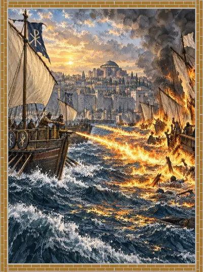 1 September 717. The fire takes the caliph’s fleet.