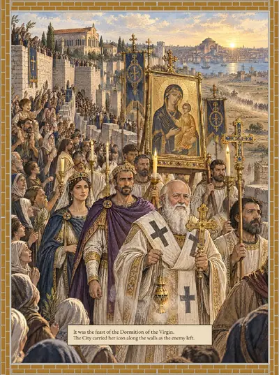 15 August 718, the feast of the Dormition.